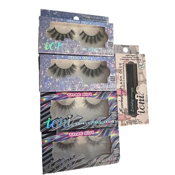New Ioni Lot Of 4 3D Faux Mink Lashes‎ With Lash Glue - Picture 1 of 1